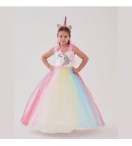 Unicorn Çok Renkli Kız Çocuk Elbise