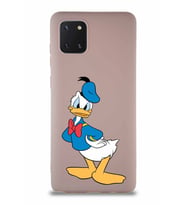 Samsung Galaxy A81 Soft Premier Kapak Donald Duck-D Tasarımlı Silikon Kılıf - Pudra (Şeffaf)