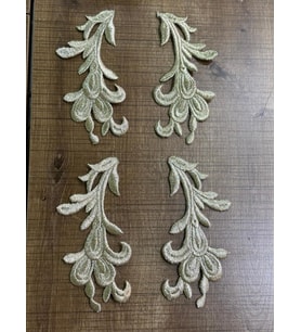 14X6 CM 4 ADET ALTIN SARISI NAKIŞ İŞLEME OSMANLI DESENİ ARMA YAMA SET DİKİŞ