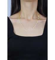 Pullu Altın Yaldızlı Gümüş Choker Kolye 7265