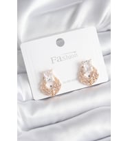 Pirinç Gold Renk Zirkon Taşlı Kadın Küpe 5886 - SSSSSS3429-1585