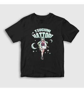 Presmono Unisex Çocuk Siyah Hattori Tsugumi Anime Orient T-Shirt 484989tt