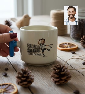 Kişiye Özel Karikatürlü Siyah Beyaz Taraftar T Kupa Doğum Günü Hediyesi