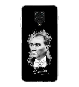 Xiaomi Redmi Note 9S  Kamera Korumalı Kapak Atatürk Tasarımlı Şeffaf  Kılıf