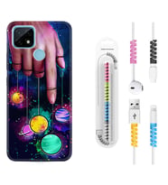 Realme C11 C21 C21Y C25Y C11 2021 Kılıf Kablo Koruma Spiral Silikon Finger planet 1740