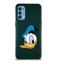 Oppo Reno 4 Soft Premier Kapak Donald Duck-B Tasarımlı Silikon Kılıf - Yeşil (Şeffaf)