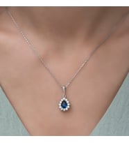 Safir Taşlı Gümüş Kolye