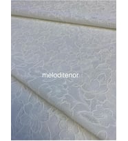 dantel görünümlü kendinden desenli lüks pvc yuvarlak muşamba masa örtüsü 152 cm Krem 150 x 150