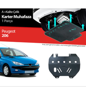 Peugeot 206 Çelik Karter Muhafaza Koruma 1998 1999 2000 2001 2002 2003 2004 2005