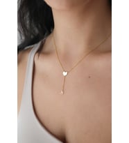 Kişiye Özel 925 Ayar Gümüş Kalp Sallantılı Harf Kolye (Gold)