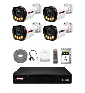 FURY 4 Kameralı Güvenlik Kamera Seti 4 Warm LED Gece Renkli Görüş 1 TB HDD