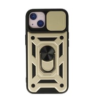 Apple İphone 15 Kılıf Pars Lens Yüzüklü Silikon - Gold