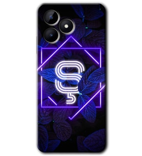 Realme C53 Kılıf HD Desen Baskılı Kılıf - Dark Neon Yaprak Ş Harfi