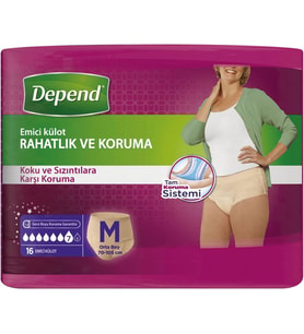 Depend Emici Külot Hasta Bezi Avantaj Pk Orta Kadın (16 Adet)
