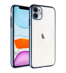 Apple iPhone 11 Kılıf Renkli Çerçeveli Zore Riksos Silikon Kılıf (Mavi)