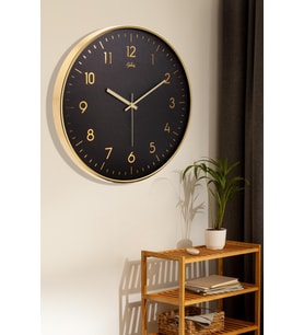 GOLD İNCE LATİN SİYAH ZEMİNLİ DUVAR SAATİ 43 CM