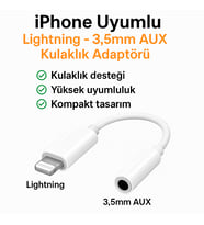 İPhone Uyumlu Lightning - 3.5mm Aux Kulaklık Dönüştürücü Adaptör