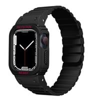 Apple Watch 10/11 42mm-38/40/41mm Kordon Armour Defens Kasa Koruyuculu Silikon B (Siyah)