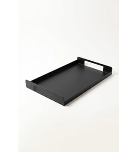 Metal Çay Tepsisi Siyah Sunum Tepsisi Servis Tepsisi Dikdörtgen Dekoratif Tepsi Kahve Çay Servis Tepsisi Mutfak Banyo Organizer Tepsi