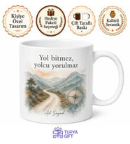 Yolcu Temalı Baskılı Kupa Bardak Hediye Özel Tasarım Porselen Mug