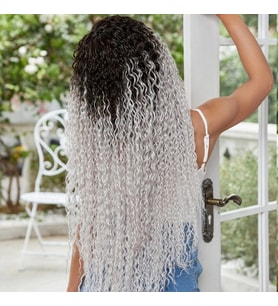 Afro Daa Fiber Sen Tül Peruk / Siyah / Gri Ombreli