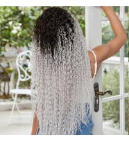 Afro Daa Fiber Sen Tül Peruk / Siyah / Gri Ombreli