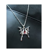 Kırmızı Kelebek Gotik Kadın Kolye - Gümüş Kaplama