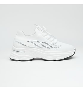 Günlük Taşlı Kadın Sneaker (Beyaz)