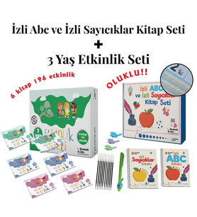 3 Yaş Etkinlik Seti (6 KİTAP 196 ETKİNLİK) - İzli Abc ve Sayıcıklar Kitabları Oluklu Seti
