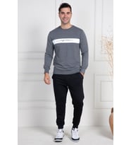 Mecit 2976 Gri İki İp Örme Spor Model Erkek Pijama Takımı