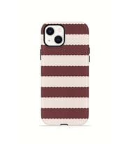iPhone 15 Plus Vorian Çift Katmanlı Kılıf Plum Cream Stripe