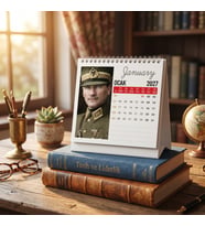 2027 MUSTAFA KEMAL ATATÜRK MASA TAKVİMİ 14X14 CM SERT TAŞIYICILI SPİRALLİ