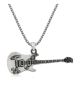 925 Ayar Gümüş Elektro Gitar Erkek Gümüş Kolye