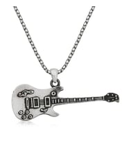 925 Ayar Gümüş Elektro Gitar Erkek Gümüş Kolye
