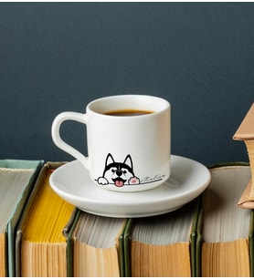Sevimli Köpek Baskılı Türk Kahvesi Fincanı Kişiye Özel