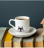 Sevimli Köpek Baskılı Türk Kahvesi Fincanı Kişiye Özel