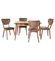 LUZİO MASA VE RİVONE SANDALYE TAKIMI, CEVİZ, KAHVE 120x80
