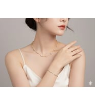 AKFECAN ÇELİK 316L ZİRKON TAŞLI YILDIZ MODEL KOLYE BİLEKLİK SETİ (Altın Rengi)