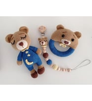 İyi Geceler Ayıcık Set Amigurumi Organik Oyuncak