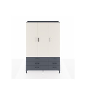 Hyperion Dolap 5 Raflı 6 Çekmeceli Tek Askılı 132x44x195 Antrasit-Aytaşı/Antrasit