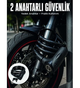 180 cm Uzun Çelik Halatlı Anahtarlı Kilit ile Güvenli Park Deneyimi