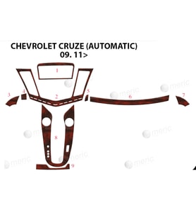 Meriç® Chevrolet Cruze Ön Torpido Kaplama (Otm) Maun 9 Parça 2011-2016 (Maun)