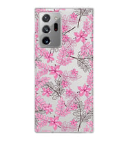 Samsung Galaxy Note 20 Ultra Kapak Floral Pembe Tasarımlı Şeffaf Silikon Kılıf