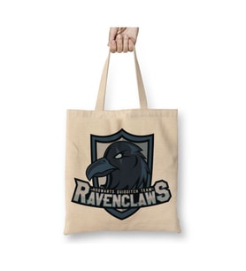Ravenclaw Beyaz Bez Çanta Uzun Saplı Alışveriş Çantası Plaj Çantası