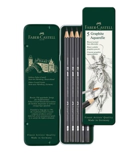 Faber Castell Graphite Aquarelle Suda Çözünür Çizim Kalemi 5'li Metal Kutu 