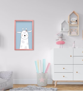 BK Home Sevimli Hayvan Tasarımlı Dekoratif Pembe Ahşap Çerçeveli Çocuk Odası Tablo-2
