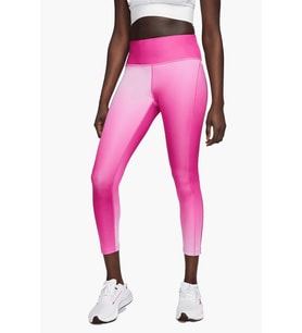 Nike Fast Normal Belli 7/8 Renk Geçişli Cepli Kadın Koşu Tayt Pembe