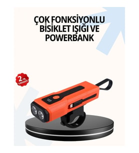 Mey İthalat® Powerbank Özellikli Bisiklet Işığı Dijital Göstergeli Led