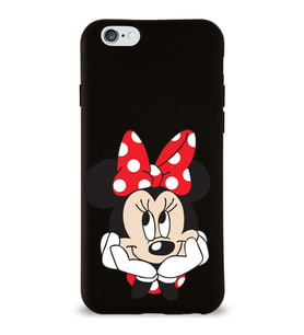 Apple iPhone 6 S Uyumlu Lansman Kılıf Minnie Mouse Tasarımlı Altı Kapalı İçi Kadife Kaplı  Kapak (Şeffaf)