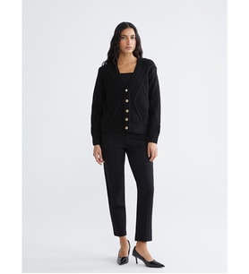 LCW Modest Siyah Dar Fit Kadın Pileli Pantolon